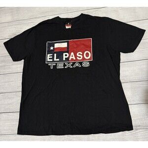 El Paso Texas Flag Graphic T Shirt Size XL Hanes Black Extra Large